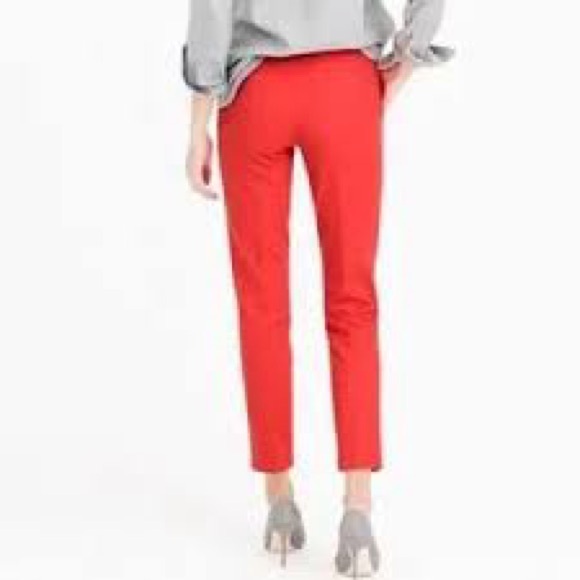 J. Crew City Fit Stretch Side Zip Ankle Bold Red Trousers/ Pants - Holiday - 6 - Picture 2 of 7